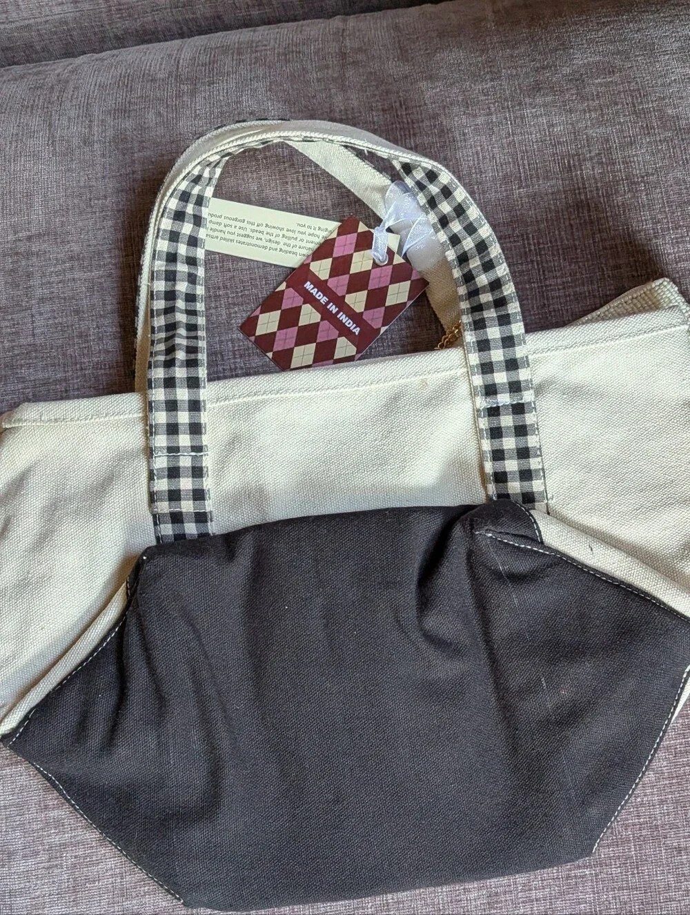 Beaded Canvas Bernedoodle Dog Mini Tote with Matching Coin Purse